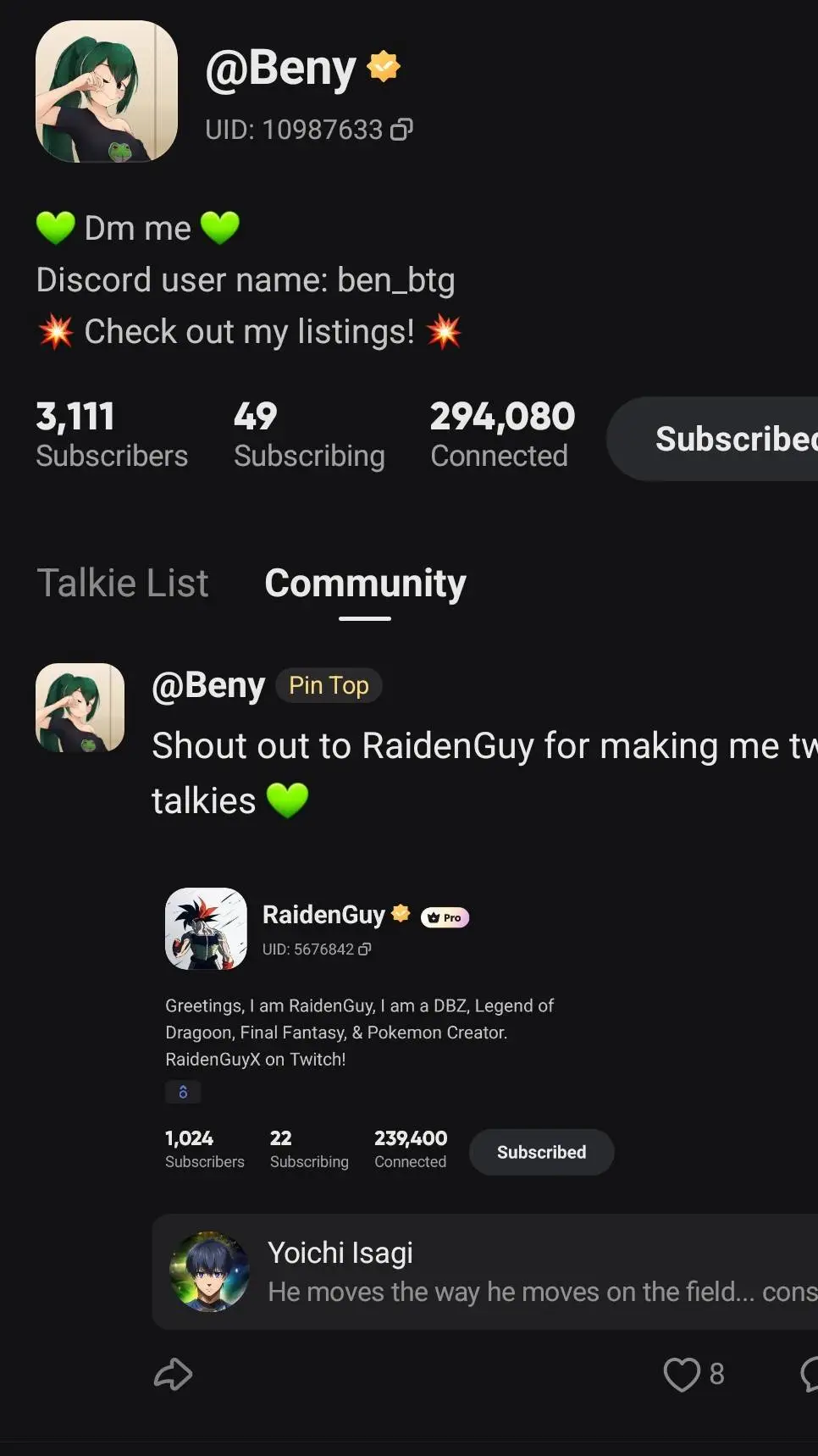 ai character: Beny🐸  background