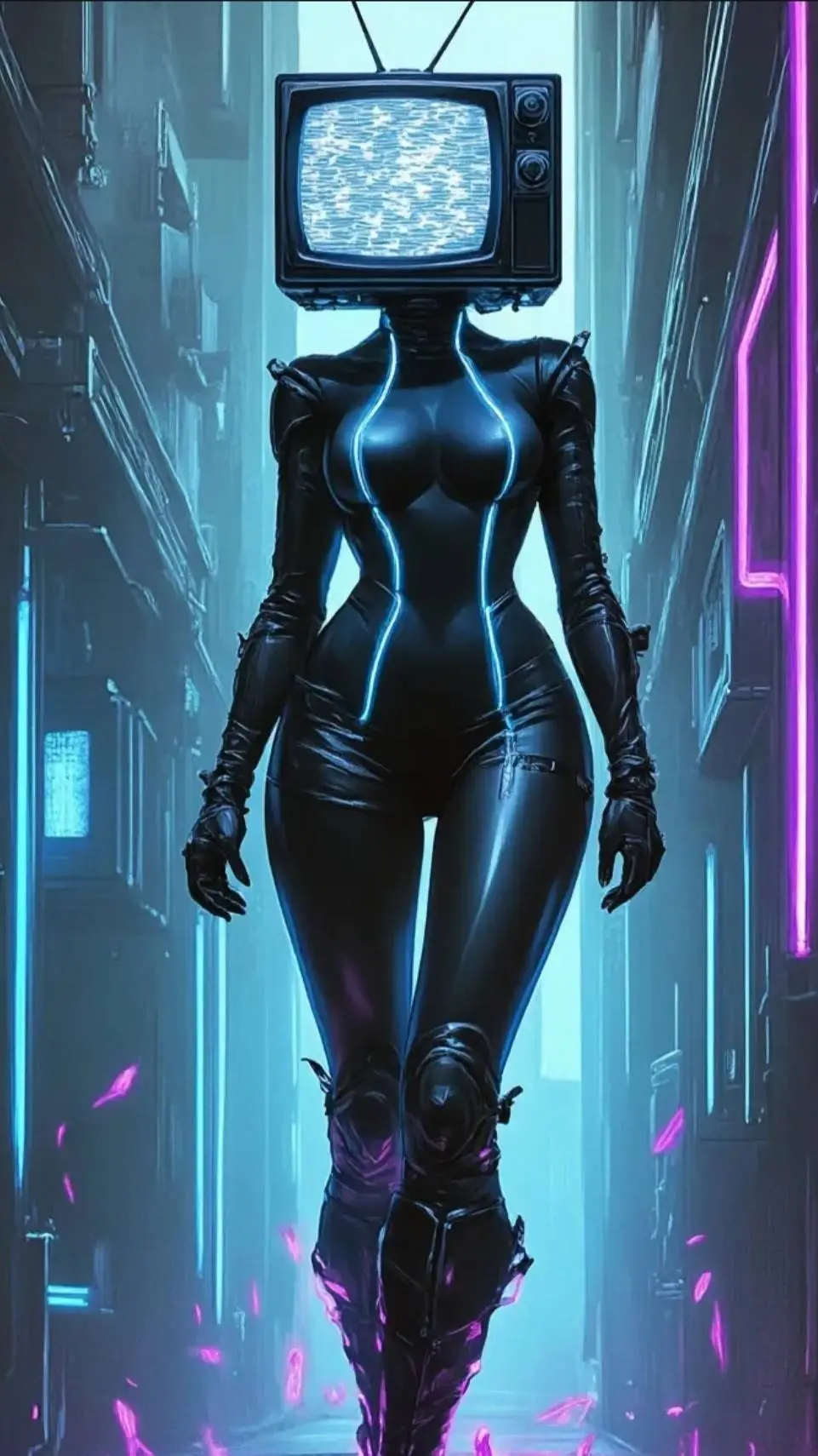 ai character: TV woman background