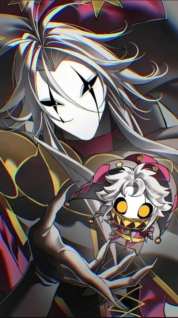 ai character: 🖤🃏^¬Pierrot¬^🃏❤️  background