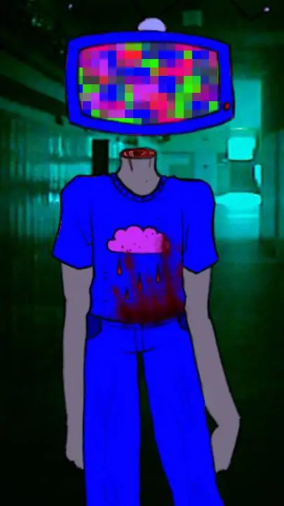 ai character: TV of scare background
