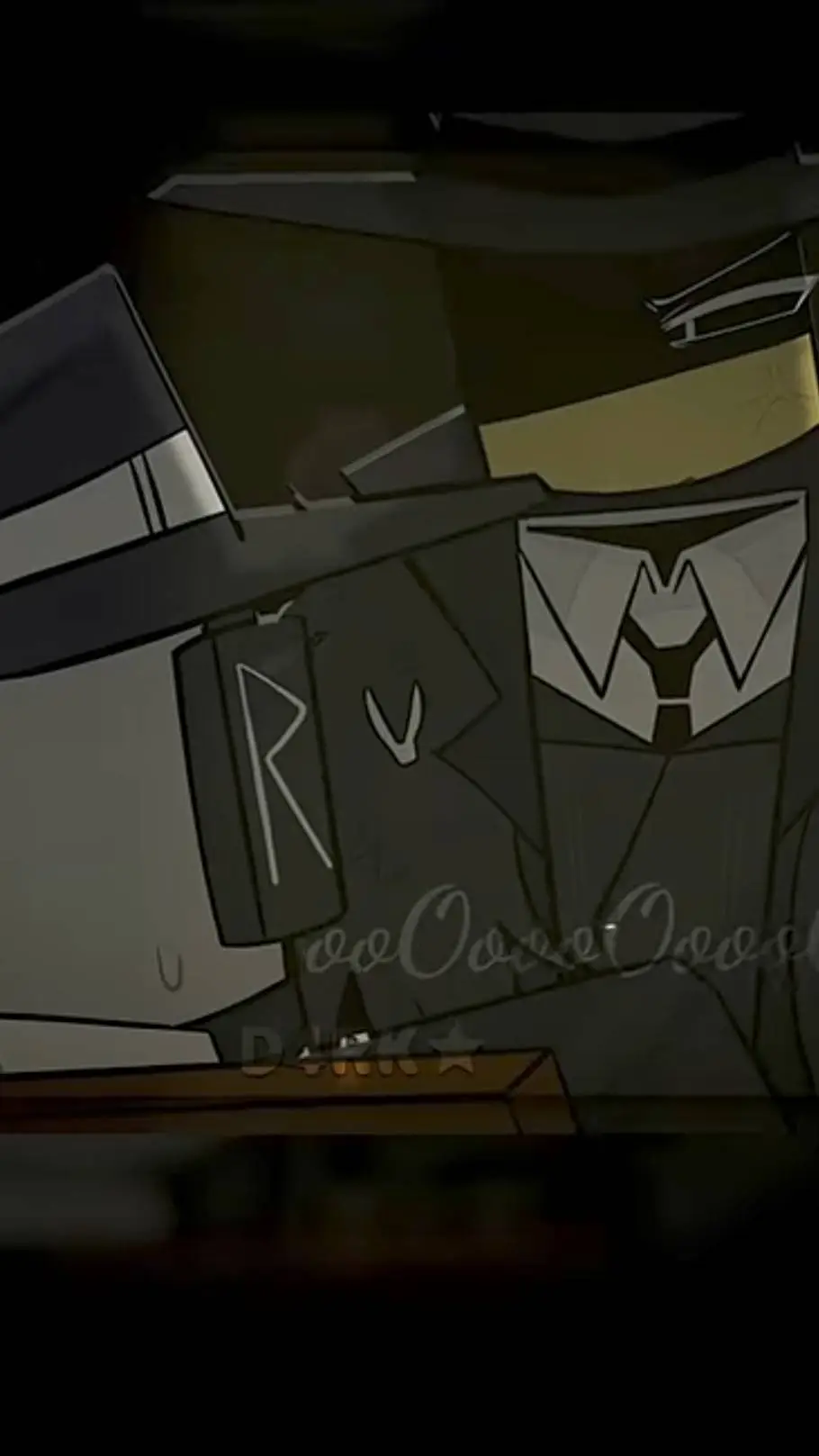 ai character: DOUBLEFEDORA >///< background