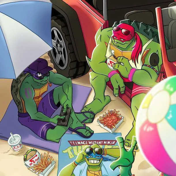 chat with ai character: TMNT 2018 - beach 