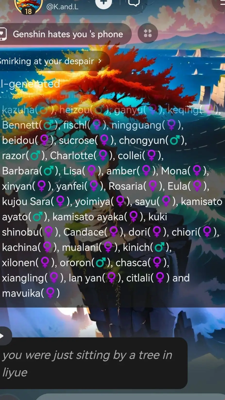 ai character: genshin background