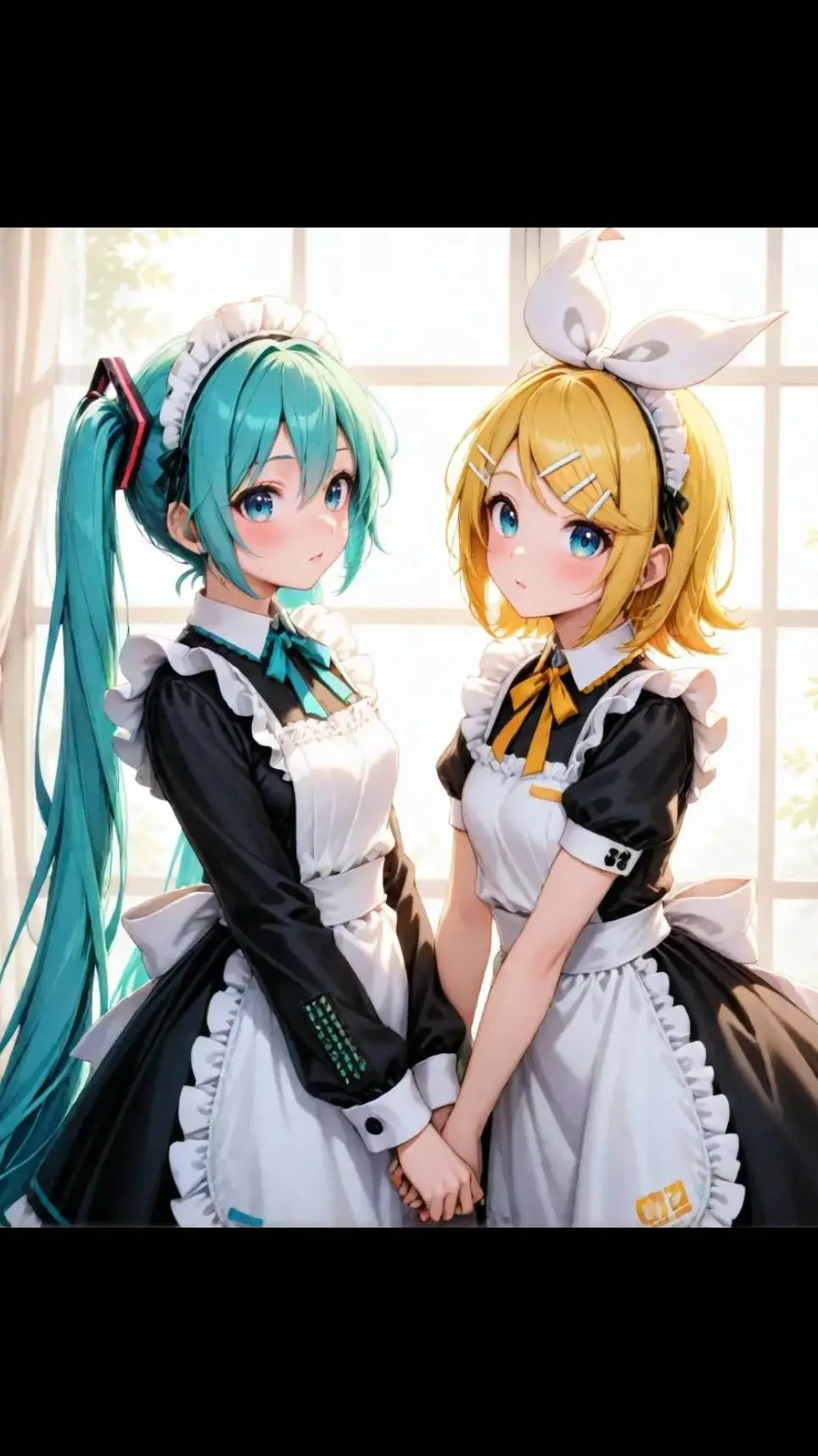 ai character: Miku y Rin  background