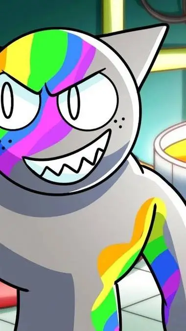 ai character: gray is rainbow sp background