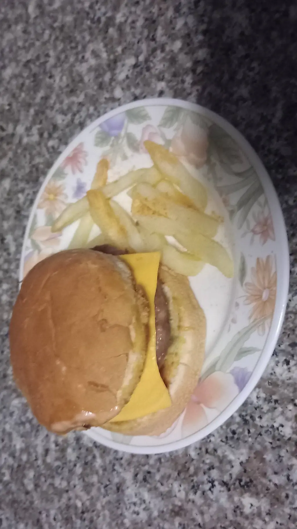 ai character: Burger  and chips background