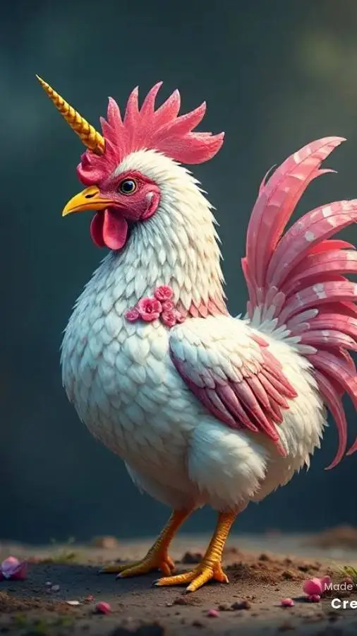 ai character: gallo unicorno background