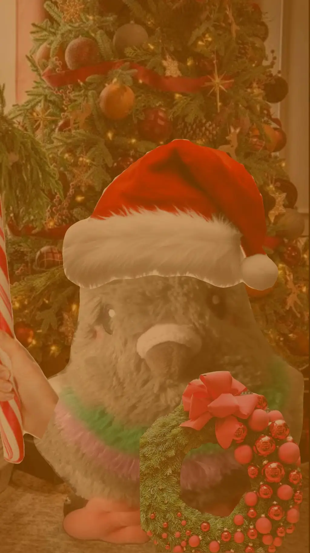 ai character: Christmas pigon  background