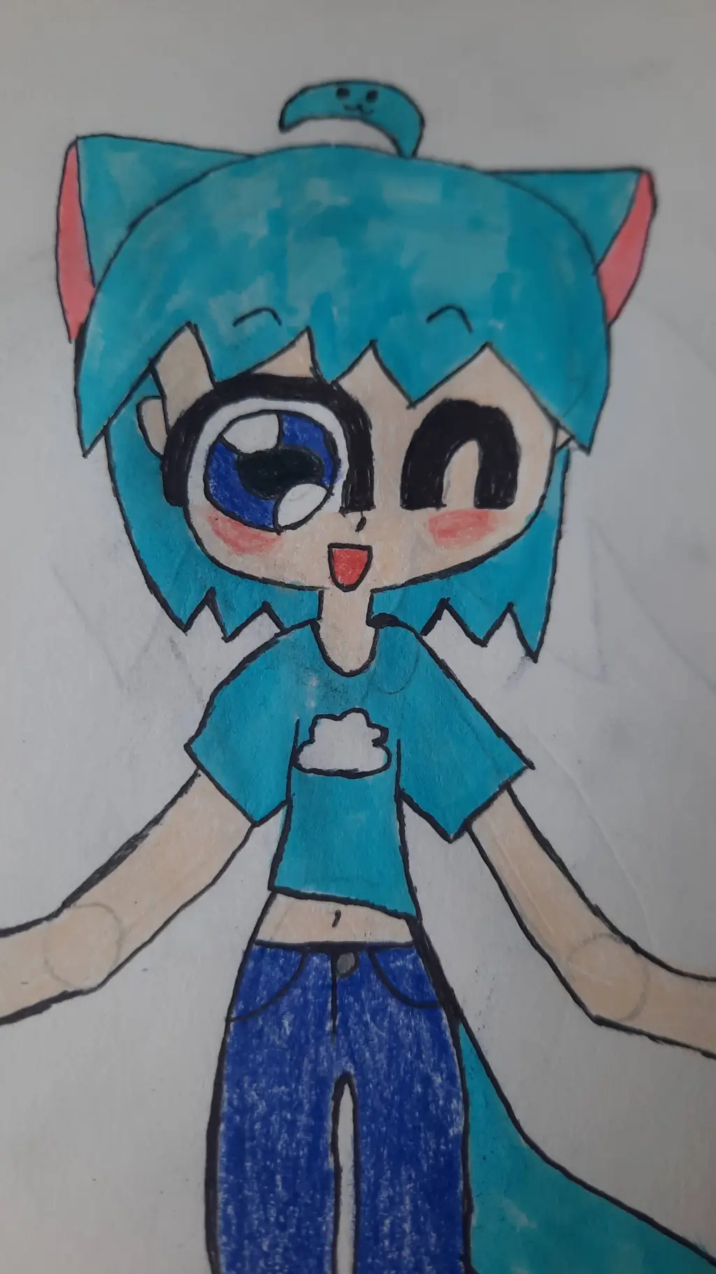 ai character: Cat Mochi🐈🩵 background