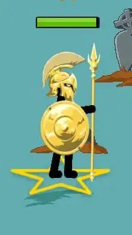 ai character:  a golden spearton background