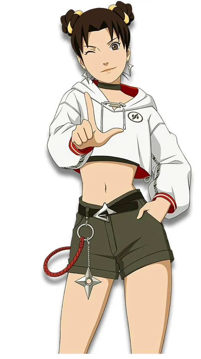 ai character: Tenten equipada background