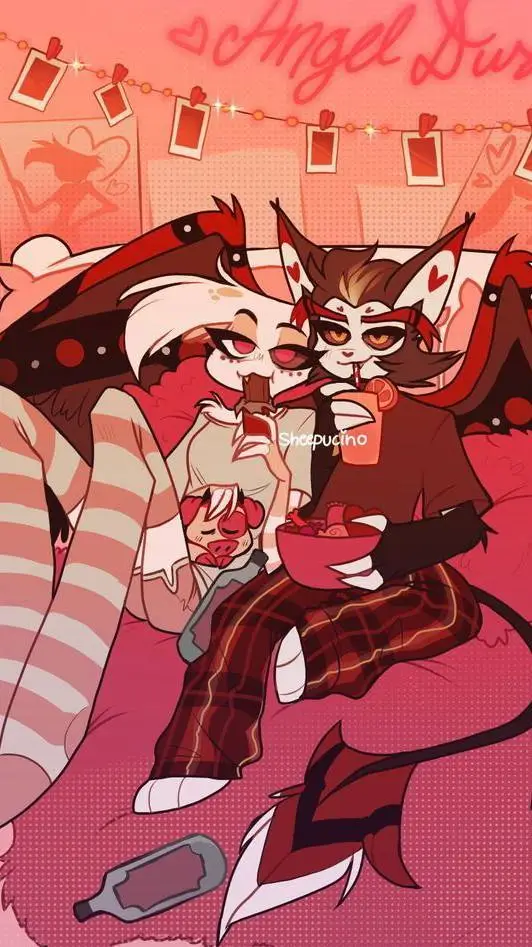 ai character: Angel Dust x Husk background