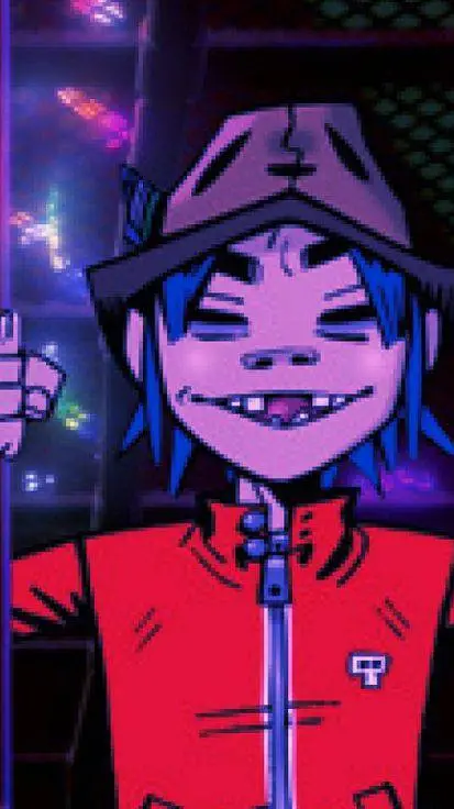 ai character: 2-D from Gorillaz  background