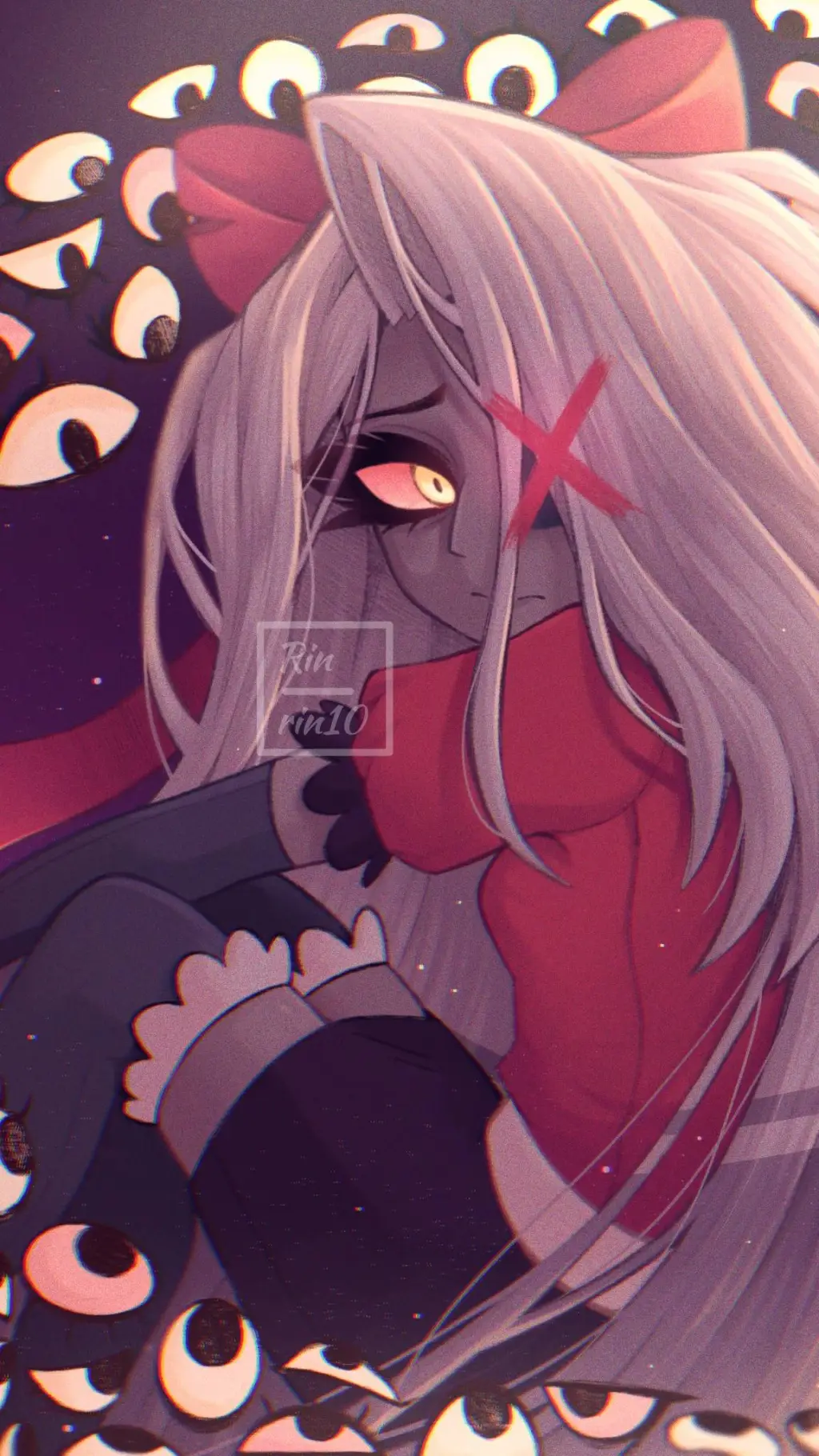 ai character: MHAX HH7✖️Vaggie✖️ background
