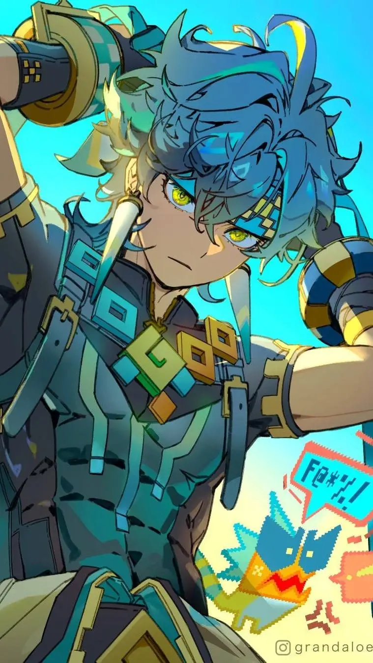 ai character: GI10 X MHA💚Kinich🖤 background