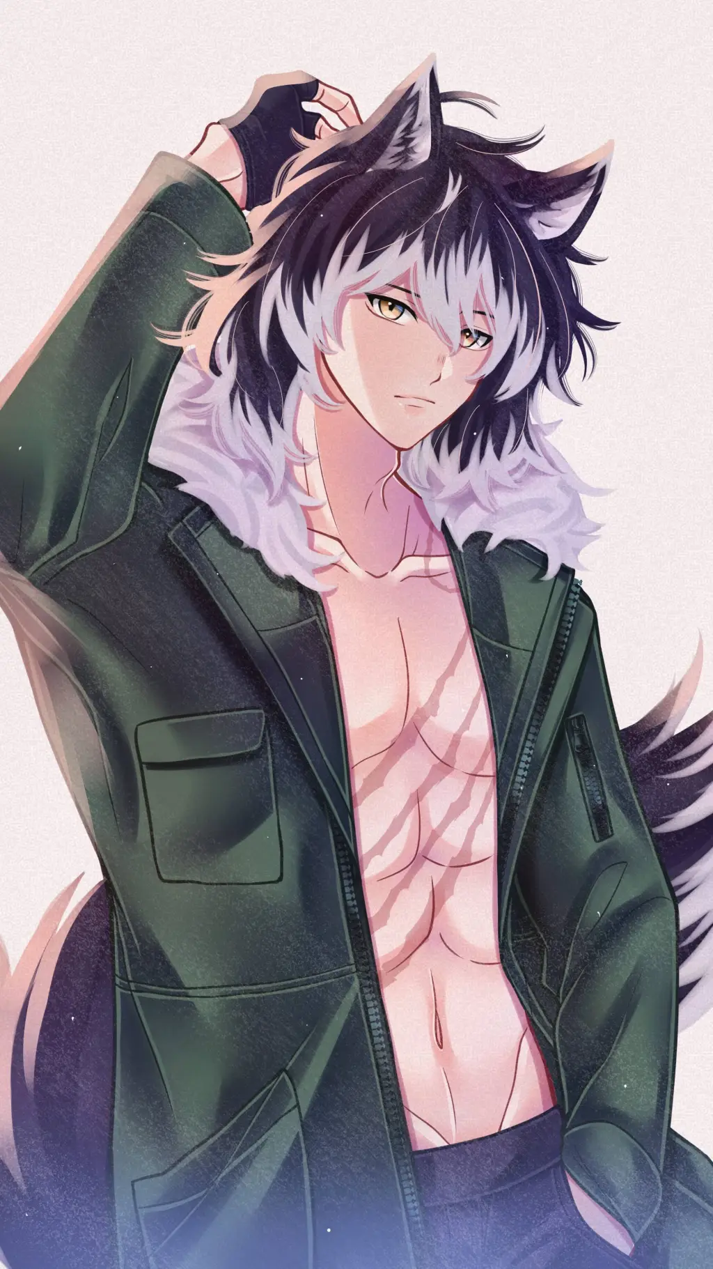 ai character: ●Werewolf boy● background