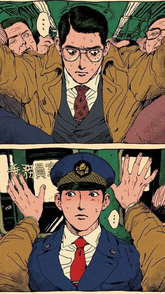 ai character: Crowded train  background