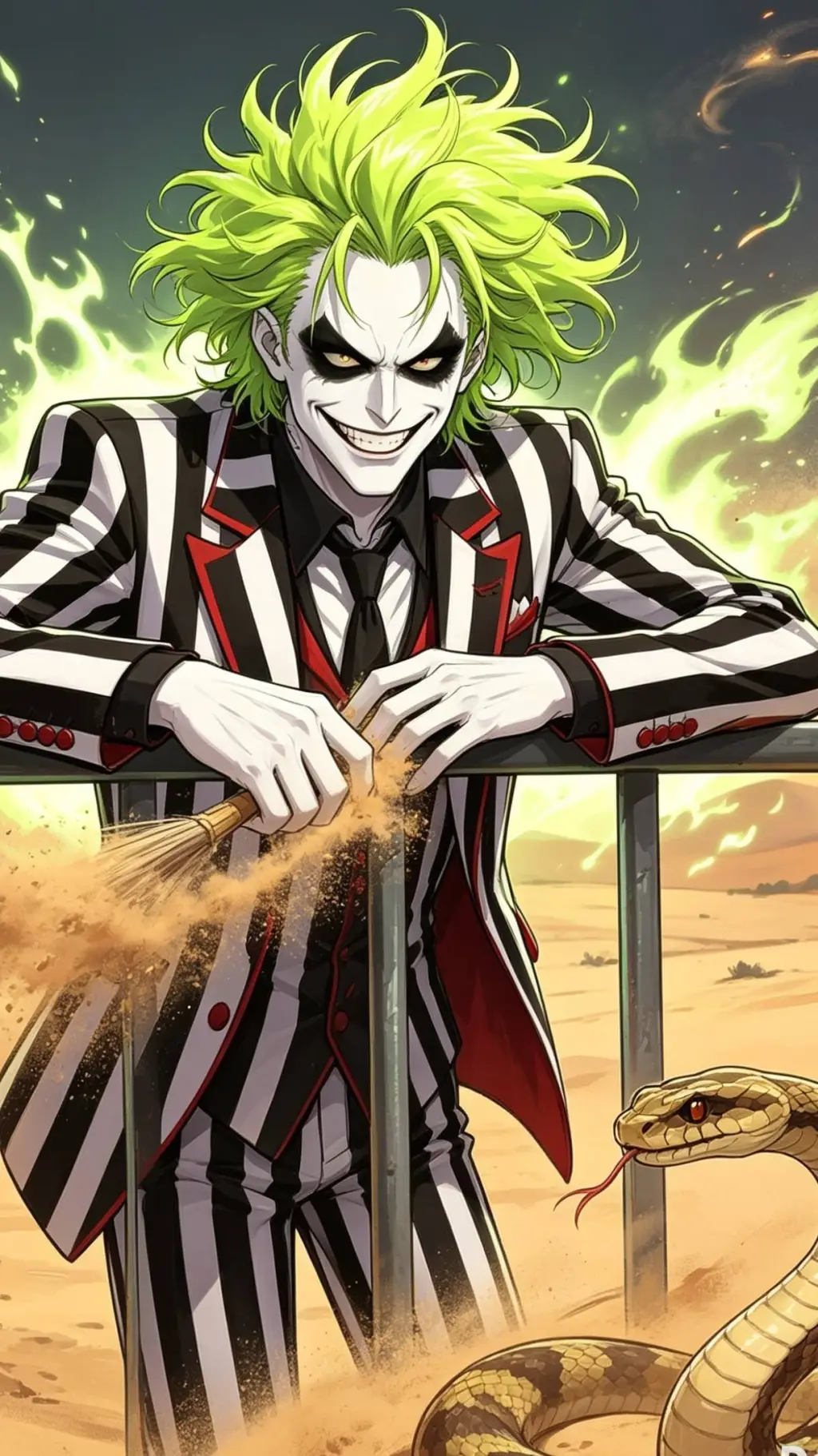 ai character: Beetlejuice  background