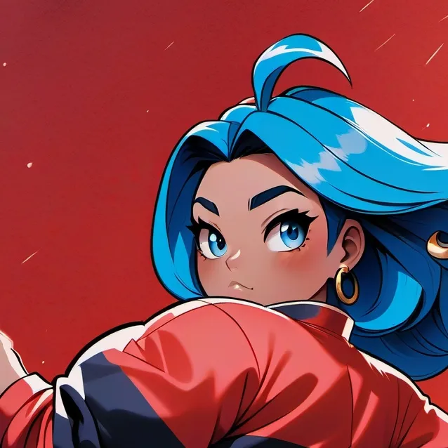 chat with ai character: blue hair woman