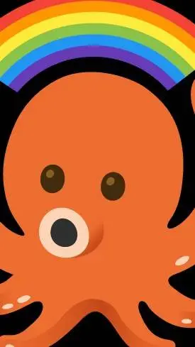 ai character: rainbow octopus background