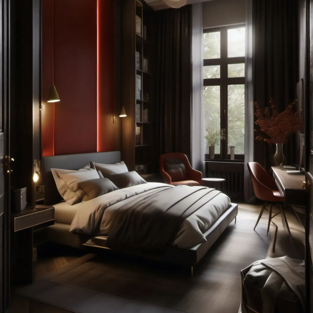 chat with ai character: Red Bedroom