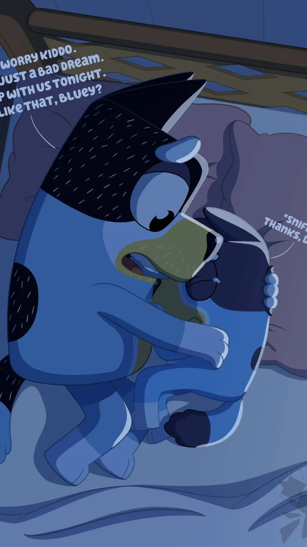 ai character: Bluey: sonho ruim  background