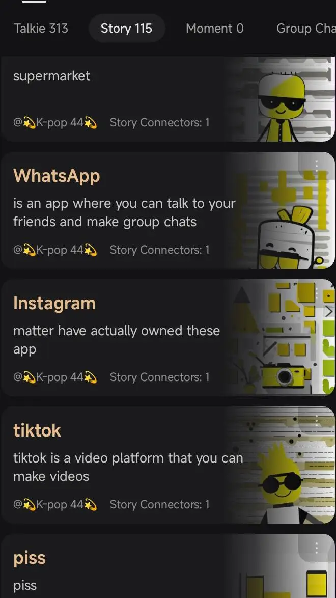 ai character: stories background