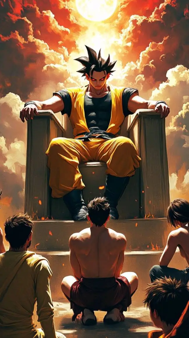 ai character: Goku en el trono 👑 background