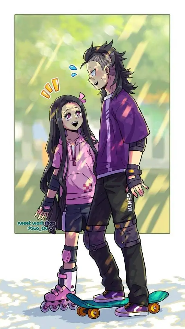 ai character: nezuko y genya background