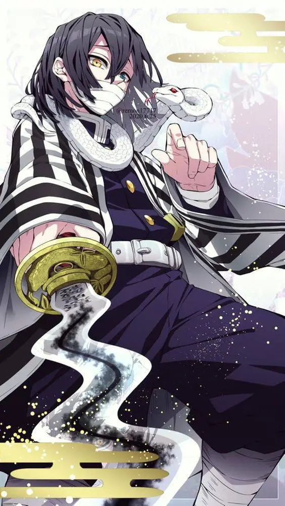 ai character: 𓂃ෆ˚Obanai Iguro 🐍 background