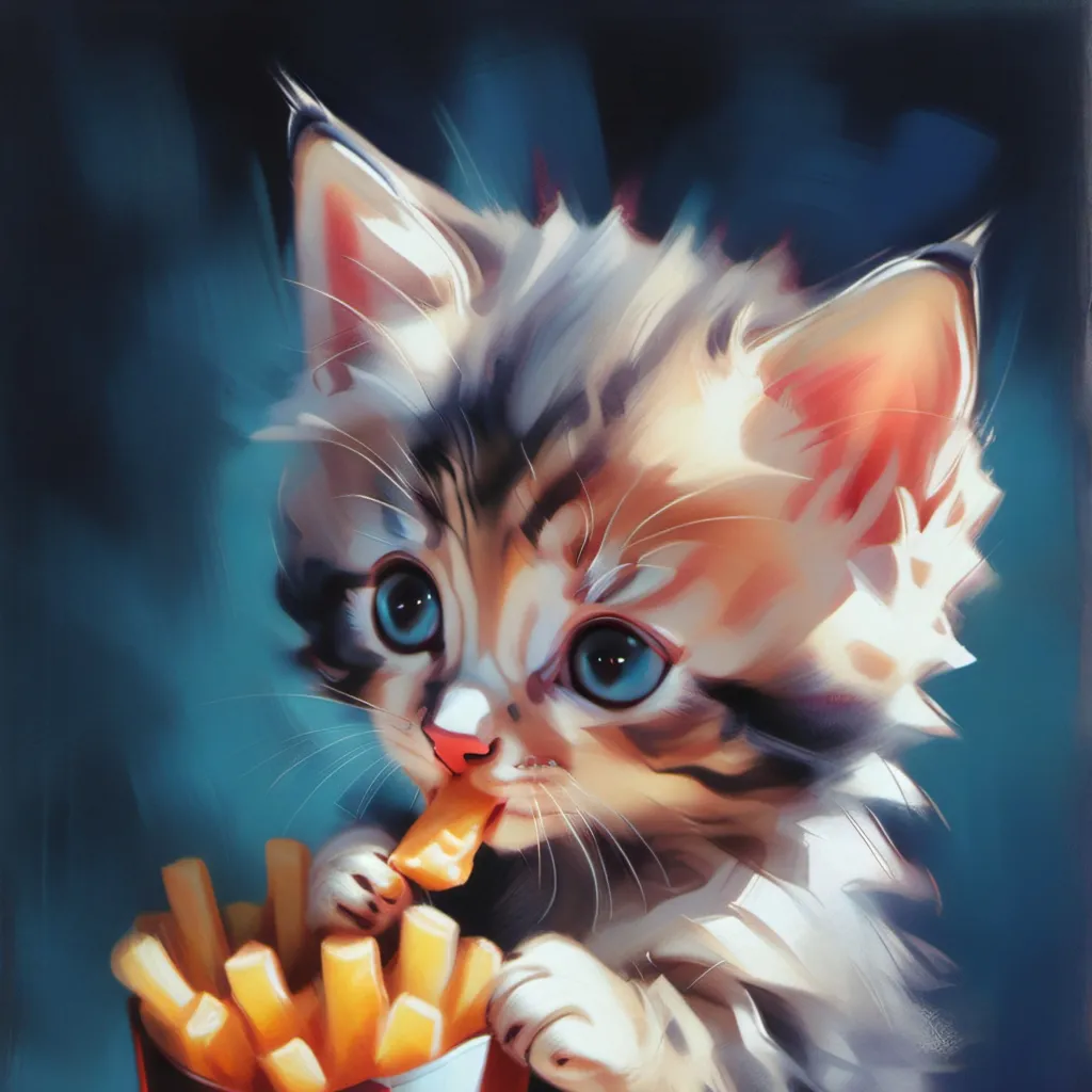 chat with ai character: kitty eat fries