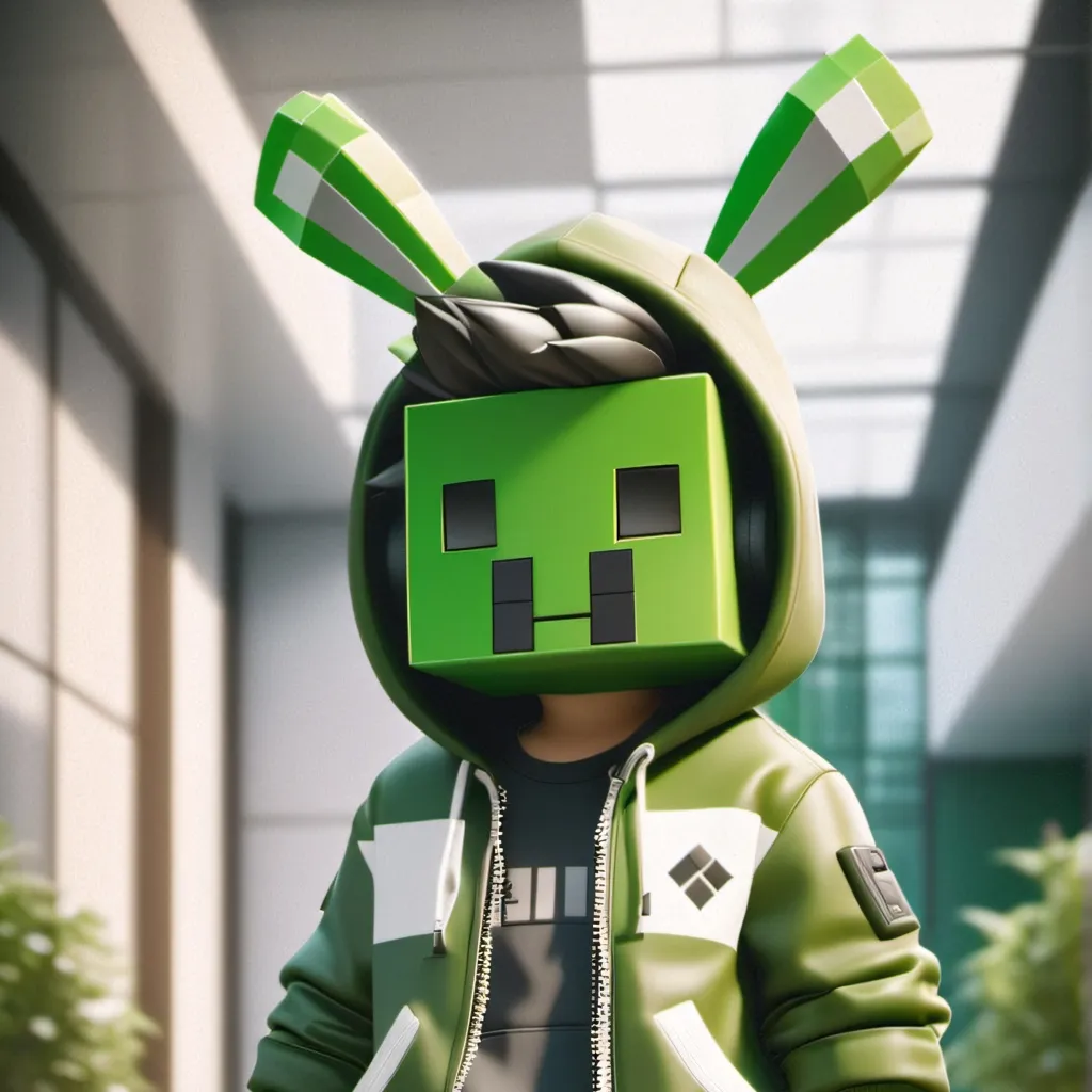 chat with ai character: Green bunny kid