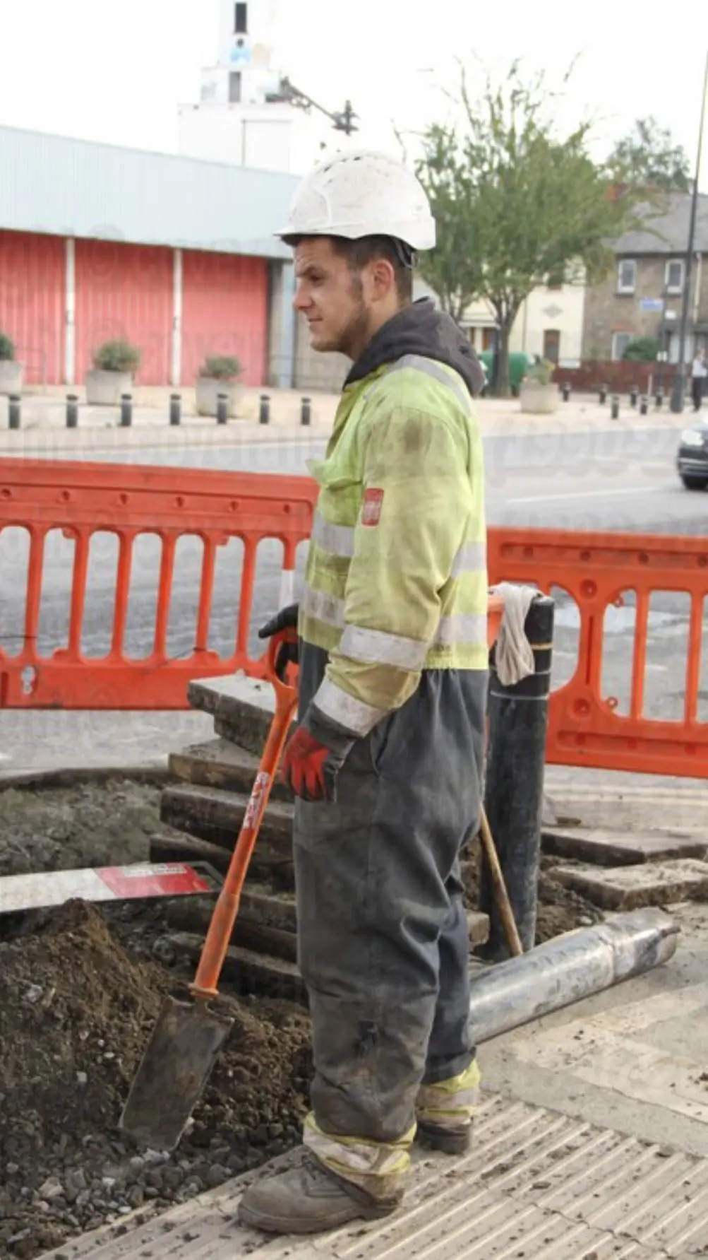ai character: road worker  background