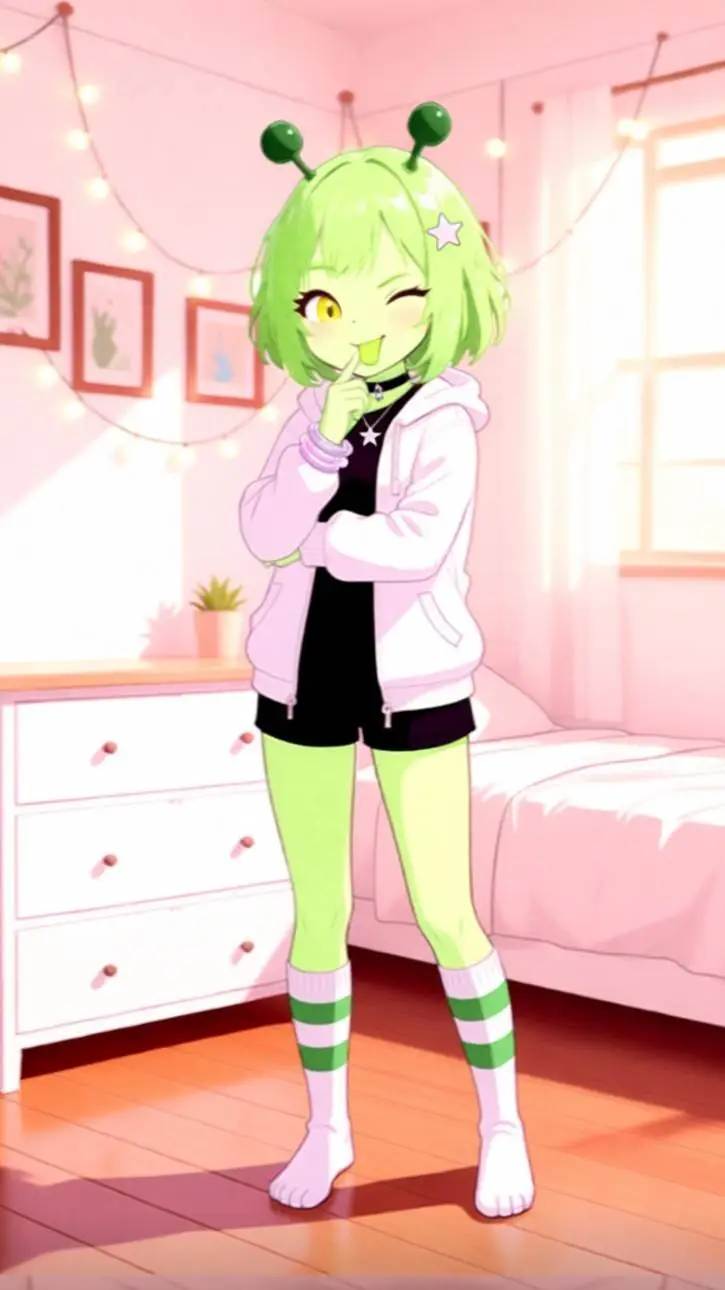 ai character: Alien girl tg tf background