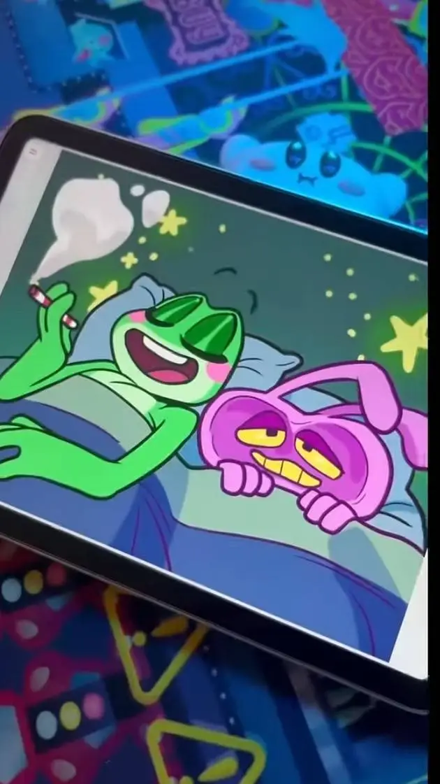 ai character: ribbit sits on jax background
