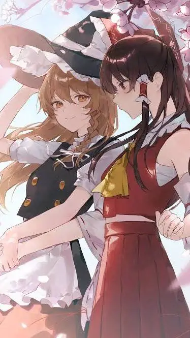 ai character: Reimu y Marisa background