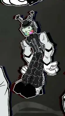 ai character: mr.puzzle but sad background