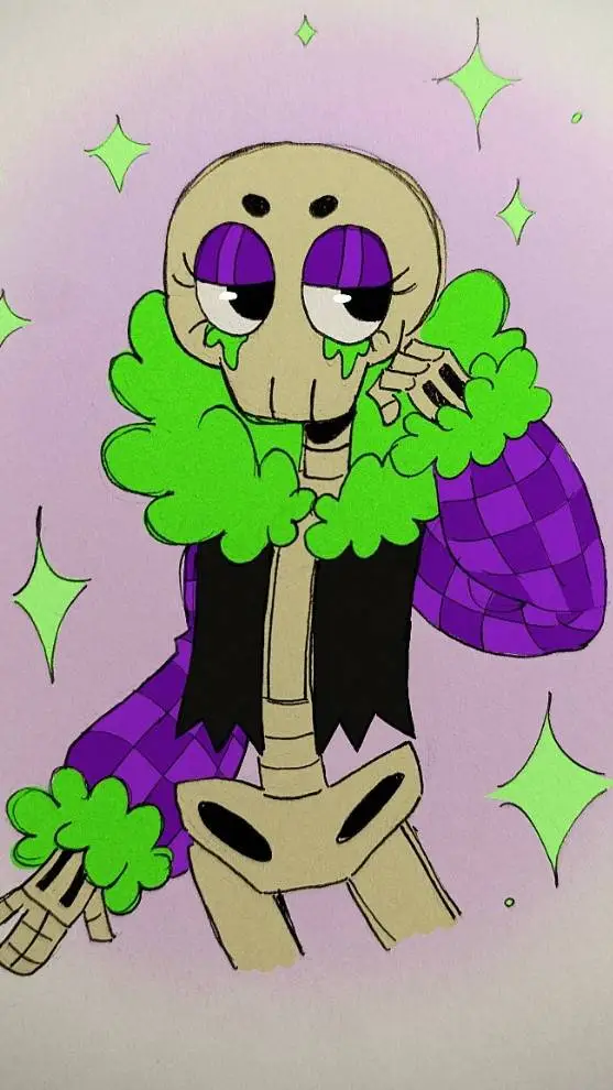 ai character: Ribecca skeleton  background