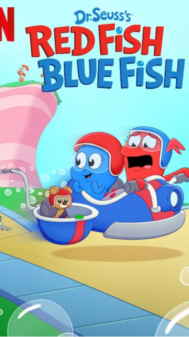 ai character: red fish blue fish background