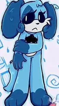 ai character: Dogpressed💙🩵💙🩵💠 background