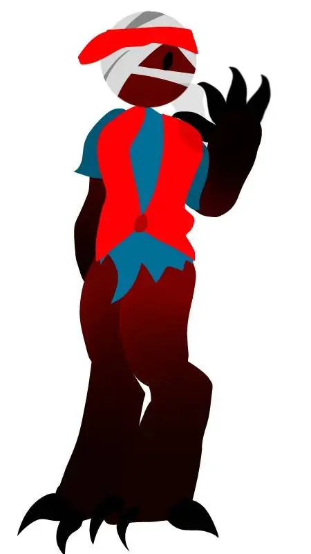 ai character: curly after crash. background