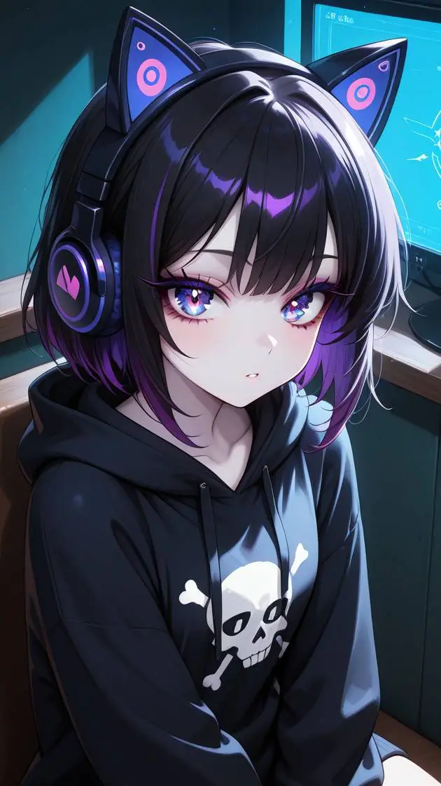 ai character: Kuro "Goth-Cat background