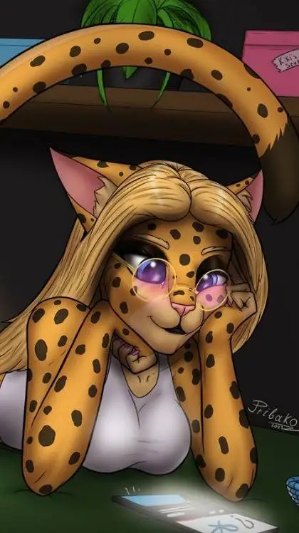 ai character: leopard girl momy background