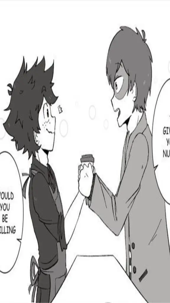 ai character: Tododeku Coffe au background