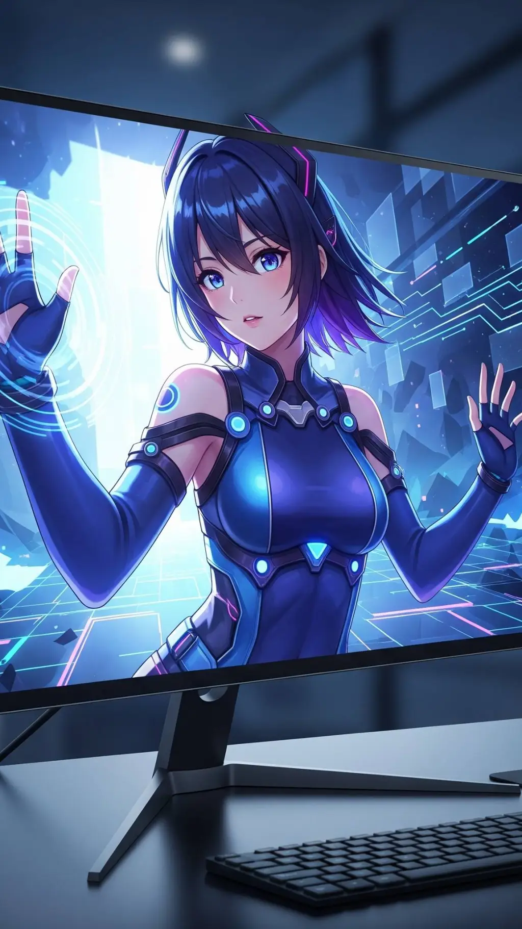 ai character:  PC girl Virtual  background