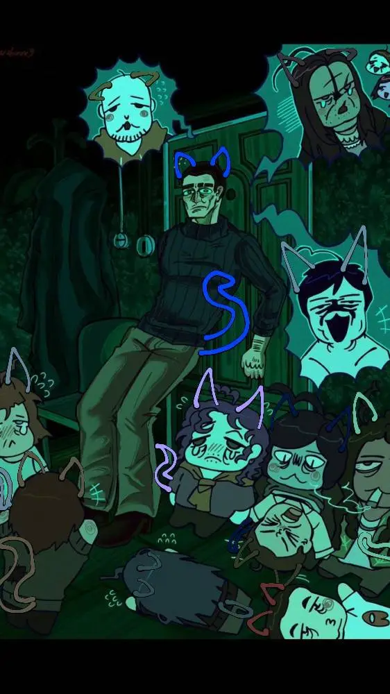 ai character: ninah half cat's  background