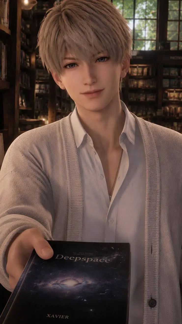 ai character: Xavier bibliothéc background