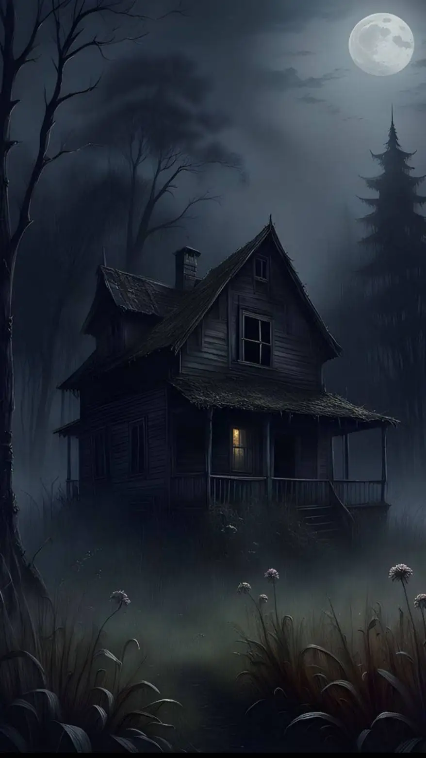 ai character: MHA hunted house  background