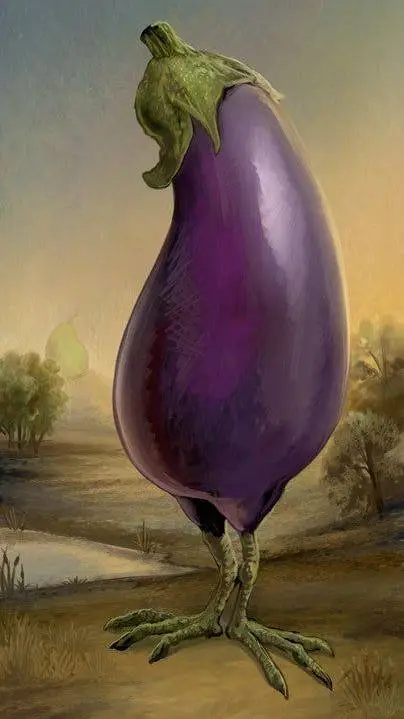 ai character: eggplant background