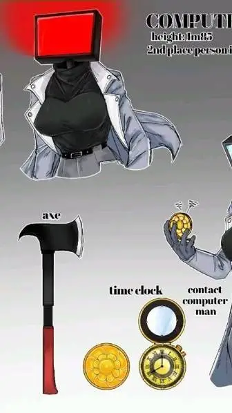 ai character: camputer woman  background